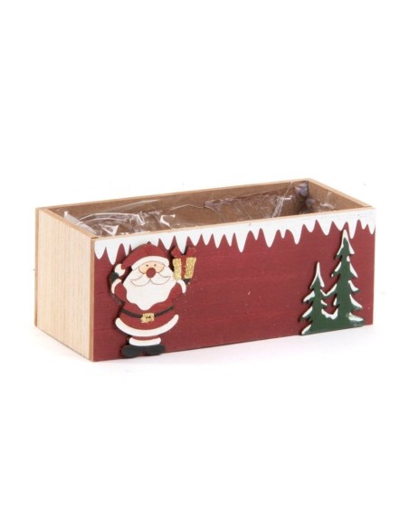 CAJA DE MADERA RECT. DISEÑO PAPA NOEL 18X8H7