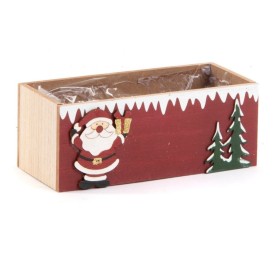 CAJA DE MADERA RECT. DISEÑO PAPA NOEL  24X9H9
