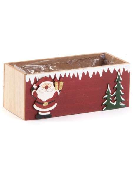 CAJA DE MADERA RECT. DISEÑO PAPA NOEL  24X9H9