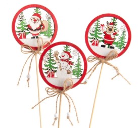 PICK S/12 PAPÁ NOEL Y MUÑECO DE NIEVE MADERA 3 MIX CM8 H40