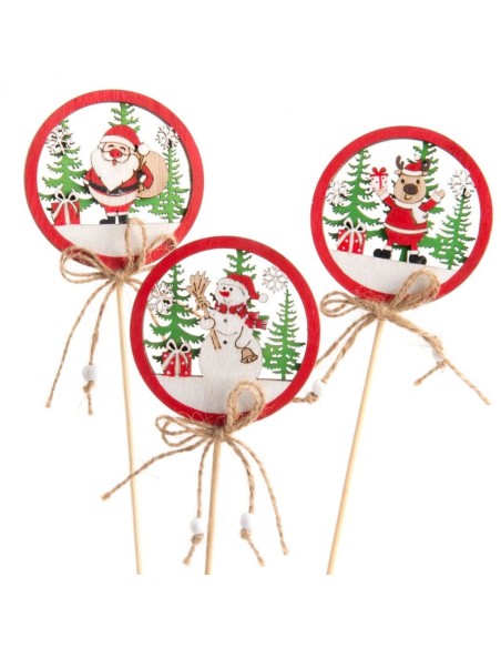 PICK S/12 PAPÁ NOEL Y MUÑECO DE NIEVE MADERA 3 MIX CM8 H40