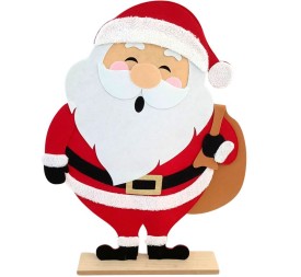 PAPÁ NOEL FIELTRO SOBRE BASE DE MADERA 70X10 H 90