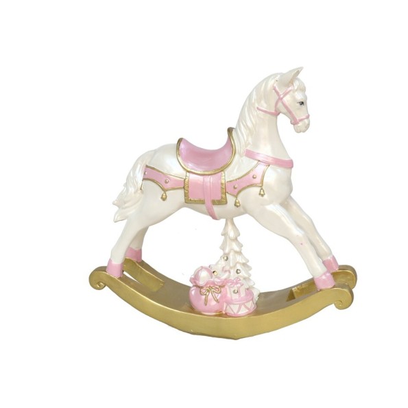 CABALLO BALANCIN DECORADO ROSA 25,5X7X25,5 CM