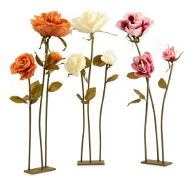 ROSAS DE PAPEL 3 MIX CON BASE DE HIERRO 140/110/110