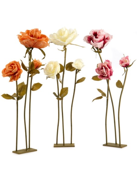 ROSAS DE PAPEL 3 MIX CON BASE DE HIERRO 140/110/110