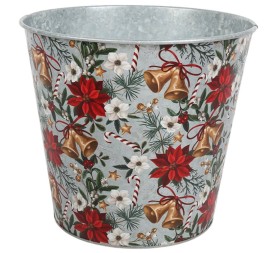 CUBO METAL CAMPANAS  Y ESTRELLAS DE NAVIDAD D.23H21