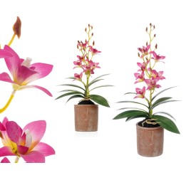 MACETA TERRACOTA FLOR ROSA CLARO