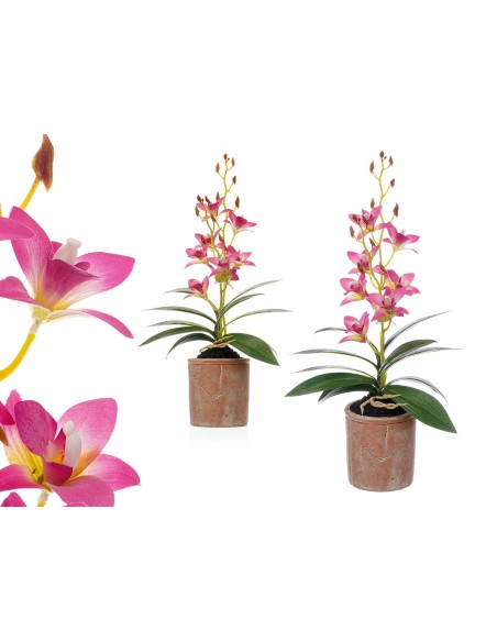 MACETA TERRACOTA FLOR ROSA CLARO