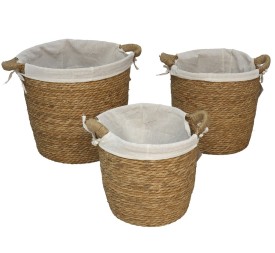 SET 3 CESTAS JUMILLA 38X38CM C/TELA C/ASAS