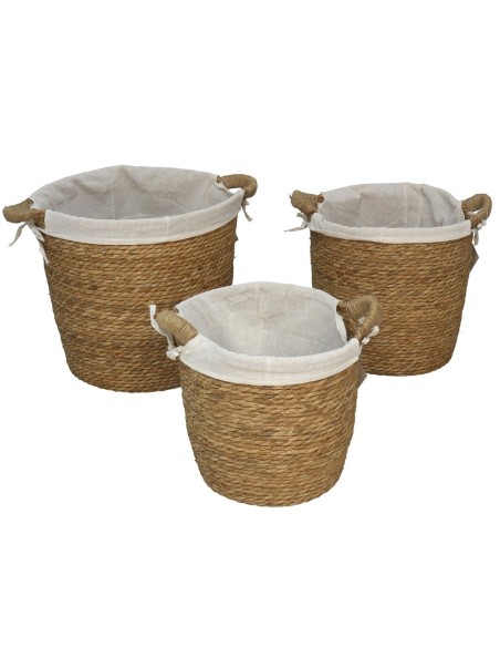 SET 3 CESTAS JUMILLA 38X38CM C/TELA C/ASAS