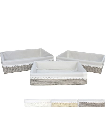 SET 3 CESTAS AZKAR RECTAN. 3 SURT. 42x31x10CM
