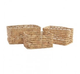 CESTA SET 3 FIBRA 45X30X23 TRENZADO MARRON