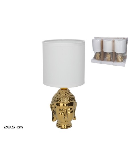 LAMPARA MESA CERAMICA BUDDHA ORO 13X13X28,5CM
