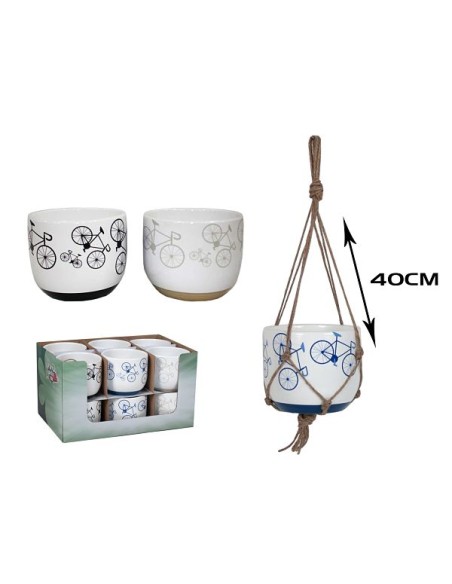 MACETERO BIKES 12 CM C/CUERDA COLGAR SUR