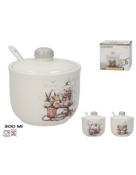 AZUCARERO C/CUCHARA 300ML ROCIO DOLOMITA 2 SURTIDO AZUCARERO C/CUCHARA 300ML ROCIO DOLOMITA 2 SURTIDO
