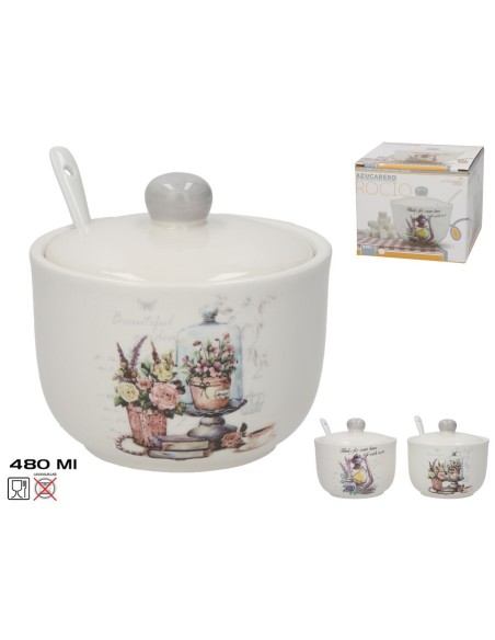 AZUCARERO C/CUCHARA 480ML ROCIO DOLOMITA 2 SURTIDO