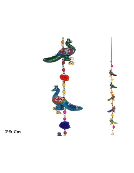 COLGANTE CAMPANAS PAVO REAL 79CM