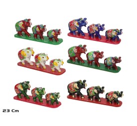 SET 3 PORTA-INCIENSO ELEFANTES 23CM MULTICOLOR