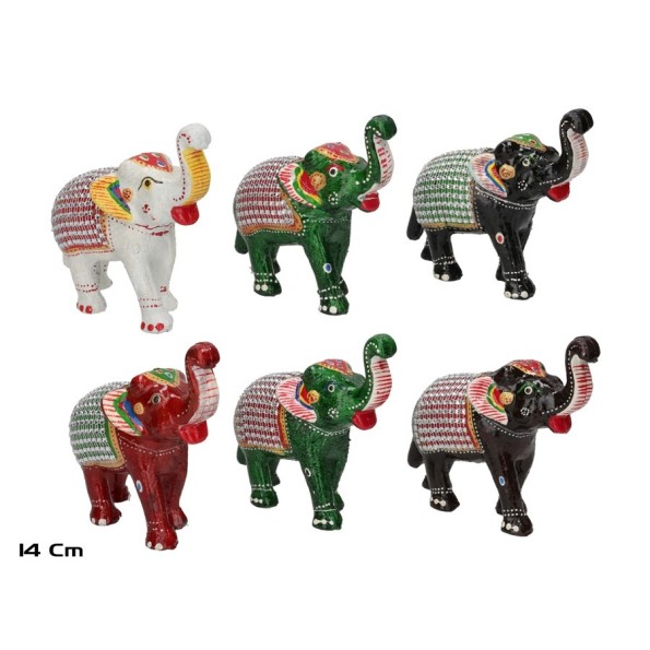 ELEFANTE PLASTICO MULTICOLOR 14CM