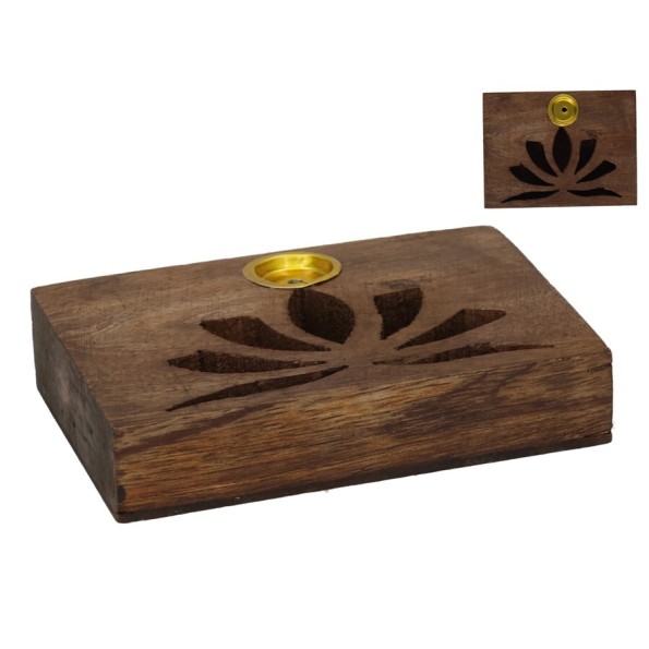 PORTA-INCIENSO MADERA LOTUS 7,6X9,5X2,5CM