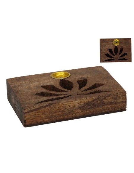 PORTA-INCIENSO MADERA LOTUS 7,6X9,5X2,5CM