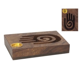 PORTA-INCIENSO MADERA HAMSA 7,6X9,5X2,5CM