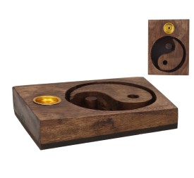 PORTA-INCIENSO MADERA YIN-YANG 7,6X9,5X2,5CM