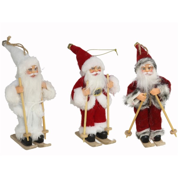 COLGANTE SANTA CLAUS ESQUIADOR 18CM 3STD