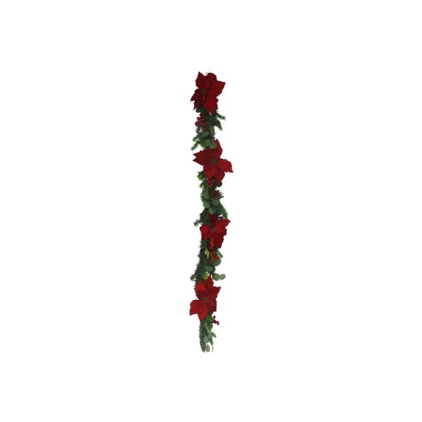 GUIRNALDA FLOR DE PASCUA CON PIÑAS 180 CM