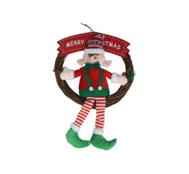 CORONA DIAM.36CM MIMBRE DUENDE FELIZ NAVIDAD