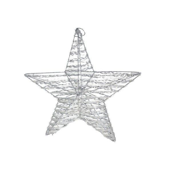 ESTRELLA NAVIDAD METAL 60 LUCES 40CM PLATA