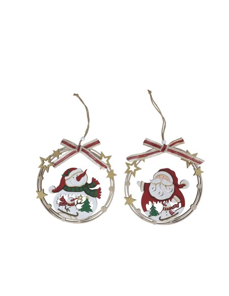 COLGANTE MADERA CON LAZO 18X18X0,5CM ROJO