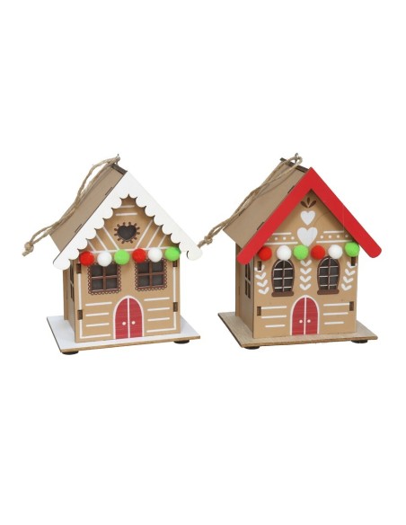 COLGANTE CASITA CON LUZ DEC. 2 SRT 11X8,3X13,5 CM