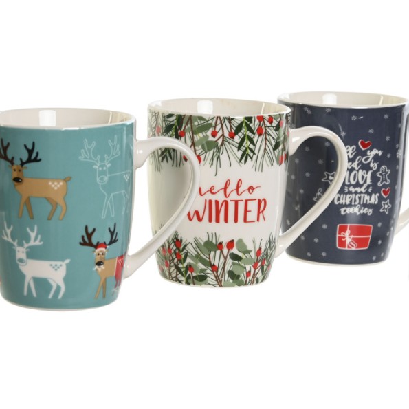 MUG PORCELANA 8,5X8,5X10,3 360ML 3 SURT.