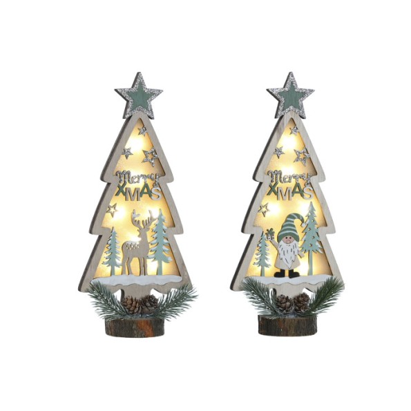 DECORACION LUMINOSA LED MDF 14X7X30 ARBOL 2 SURT.