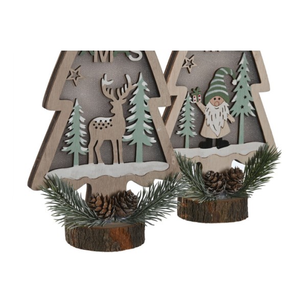DECORACION LUMINOSA LED MDF 14X7X30 ARBOL 2 SURT.