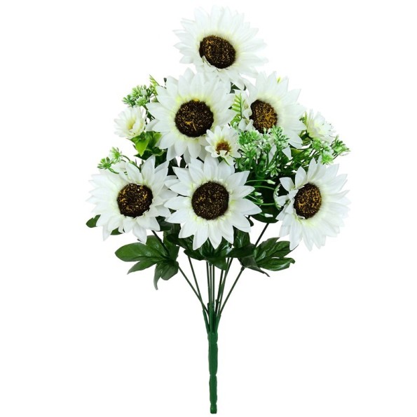 RAMO GIRASOLES SURT X9 -46 CM (BLANCO)