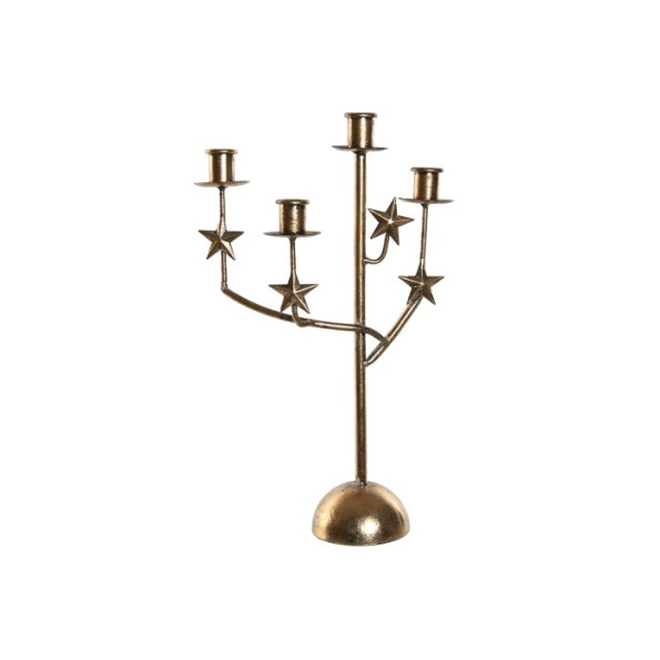 CANDELABRO METAL 21X9X37 ENVEJECIDO DORADO