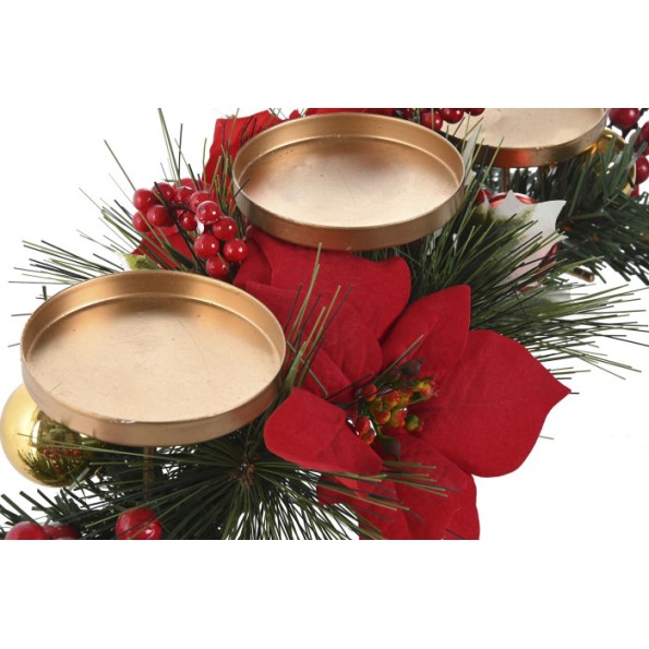 PORTAVELA METAL PE 47X17X12 3 VELAS VERDE