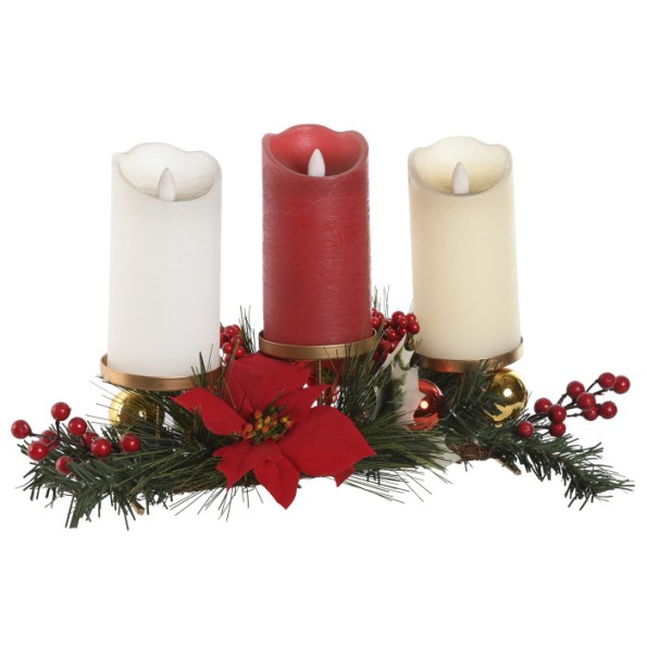 PORTAVELA METAL PE 47X17X12 3 VELAS VERDE