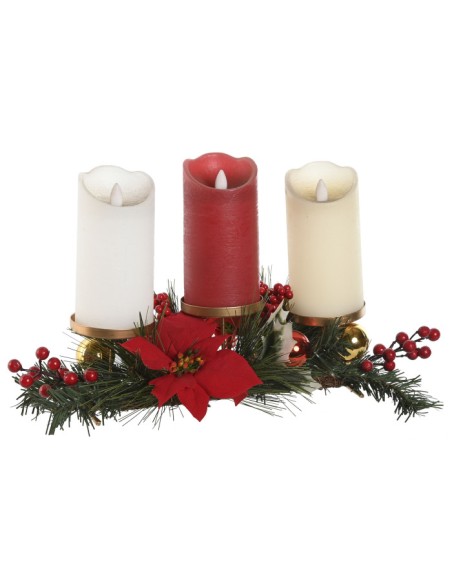 PORTAVELA METAL PE 47X17X12 3 VELAS VERDE