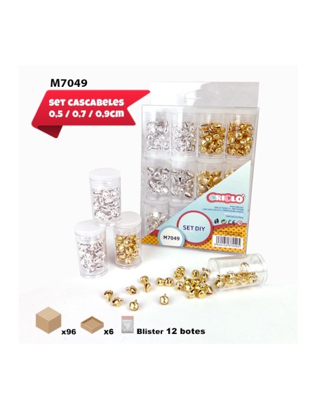 CASCABELES DORADOS Y PLATEADOS 3 TAMAÑOS SET DIY