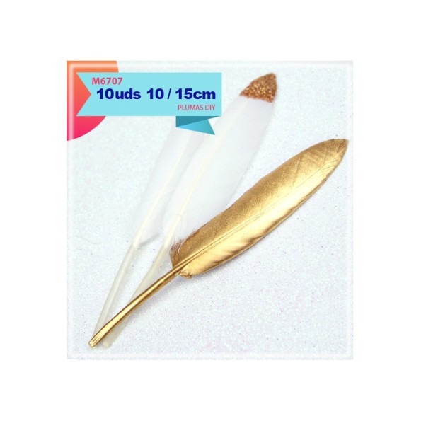 PLUMA DORADO 10-15CM 10PCS