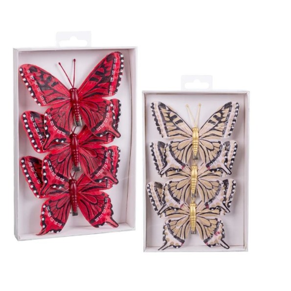 S/3 MARIPOSA CON CLIP PLUMAS 2/M 11 X 0,80 X 9 CM