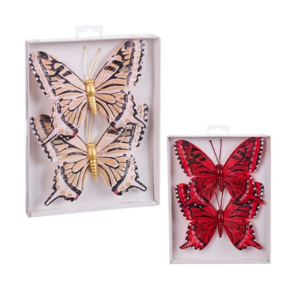 S/2 MARIPOSA CON CLIP PLUMAS 2/M 16,50 X 1 X 13 CM