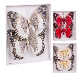 S/2 MARIPOSA CON CLIP PLUMAS 3/M 16,50 X 1 X 13 CM