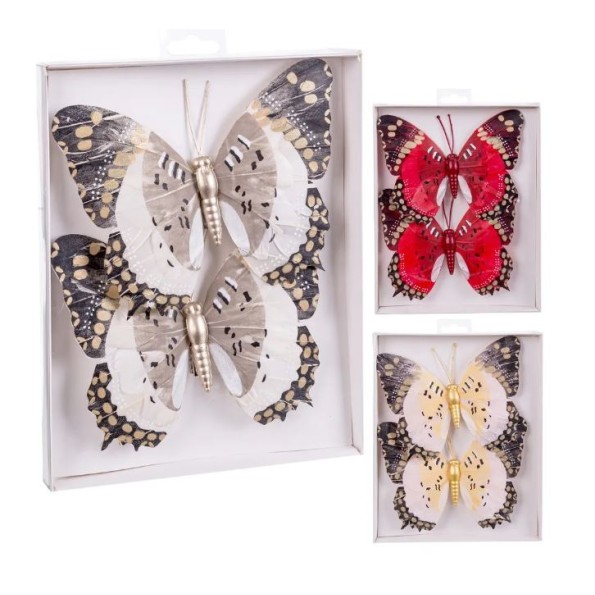 S/2 MARIPOSA CON CLIP PLUMAS 3/M 16,50 X 1 X 13 CM