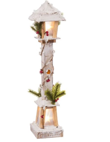 FAROLA CON LUZ MADERA 12 X 12 X 60 CM