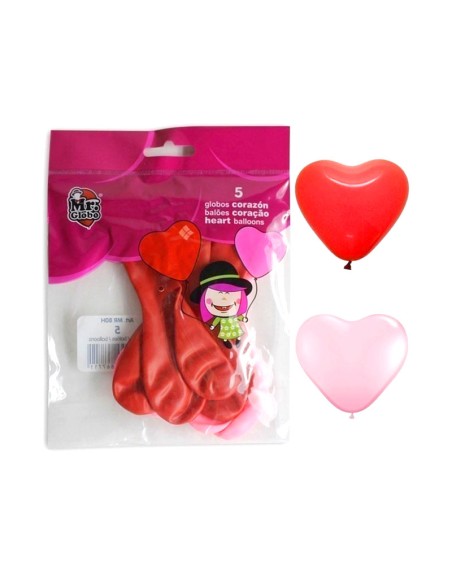 BOLSA 5 GLOBOS CORAZON