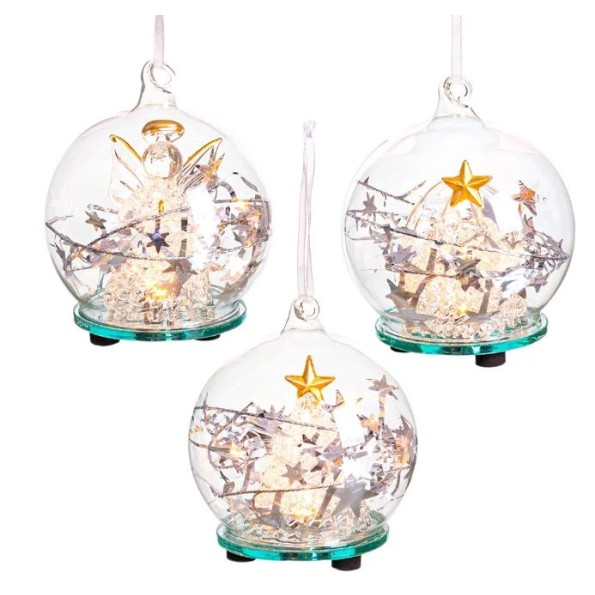 BOLA DECORATIVA CON LUZ CRISTAL 3/M 8 CM